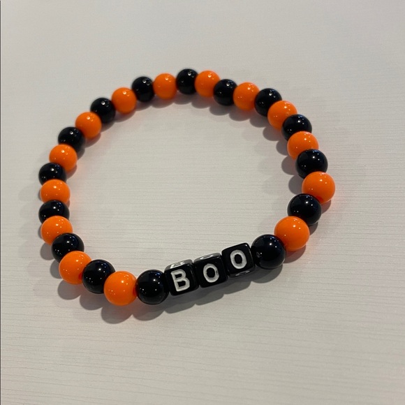 Handmade Jewelry - Halloween Beaded Bracelet with 'Boo' Letters
